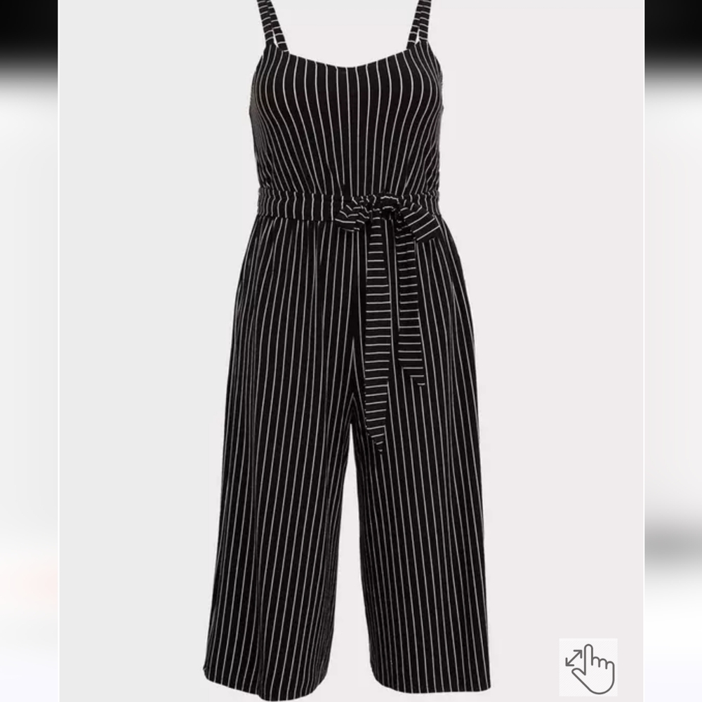 Torrid Super Soft Tie Front Jumpsuit – Size 1 – Black White Stripe - Picture 9 of 9